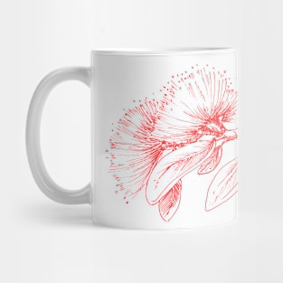 Red Pohutukawa flower pattern Mug